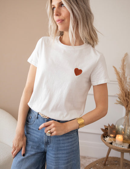 Beating Heart White/Brown - T-Shirt