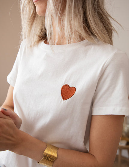 Beating Heart White/Brown - T-Shirt