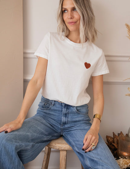 Beating Heart White/Brown - T-Shirt