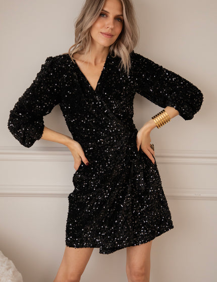 Wrapped in Sequins Black - Jurk