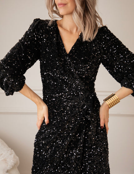 Wrapped in Sequins Black - Jurk