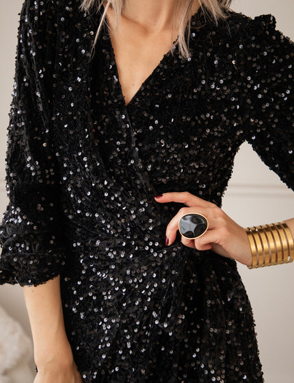 Wrapped in Sequins Black - Jurk