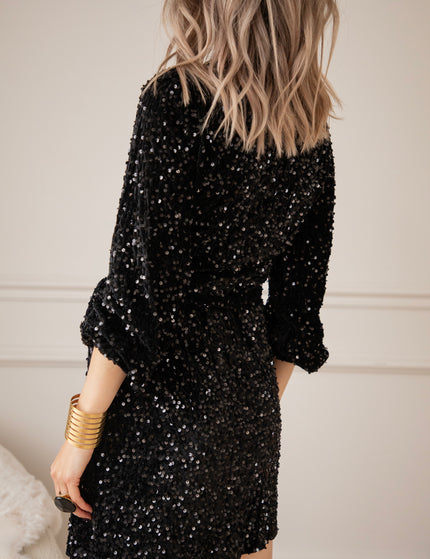Wrapped in Sequins Black - Jurk