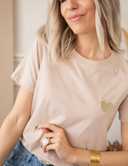Beating Heart Taupe/Gold - T-Shirt