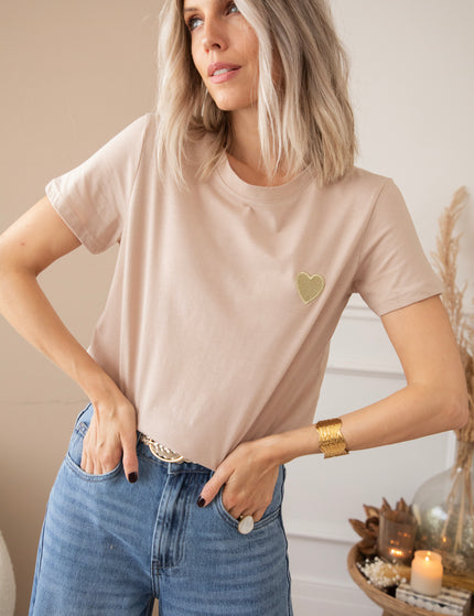 Beating Heart Taupe/Gold - T-Shirt