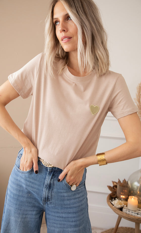 Beating Heart Taupe/Gold - T-Shirt