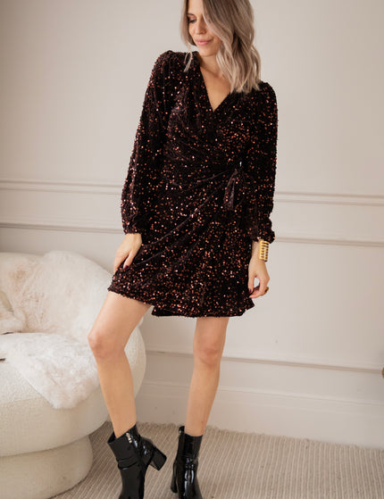 Wrapped In Sequins Choco - Dress