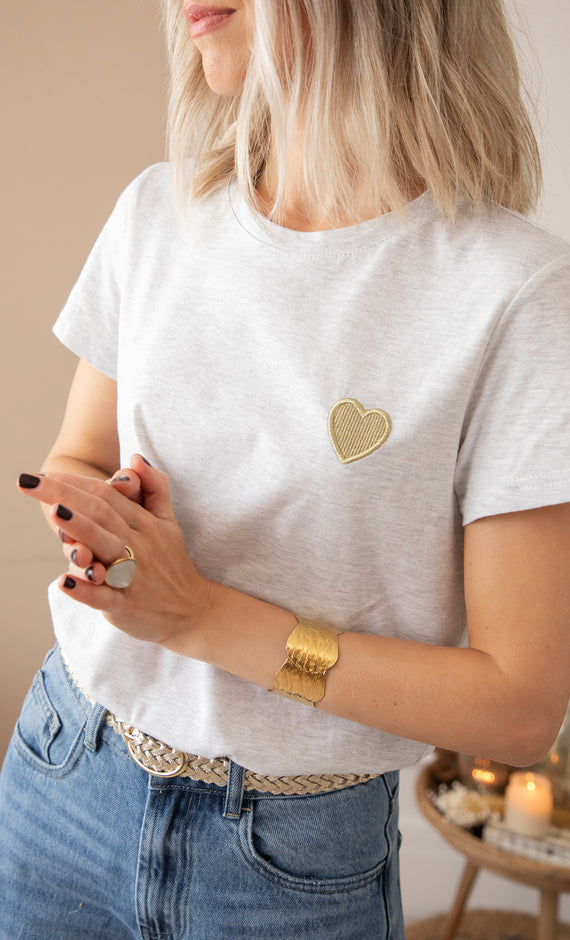 Beating Heart Grey/Gold - T-Shirt