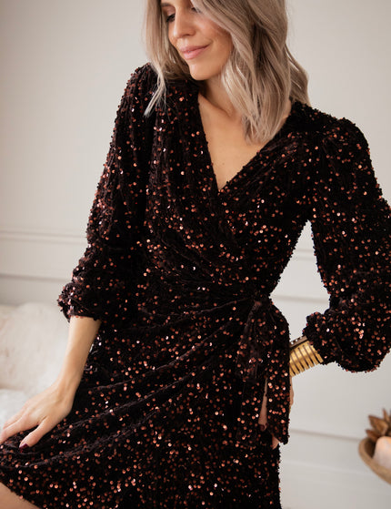Wrapped In Sequins Choco - Dress