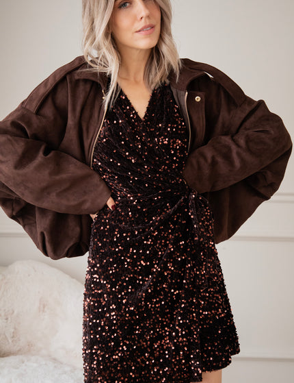 Wrapped In Sequins Choco - Dress