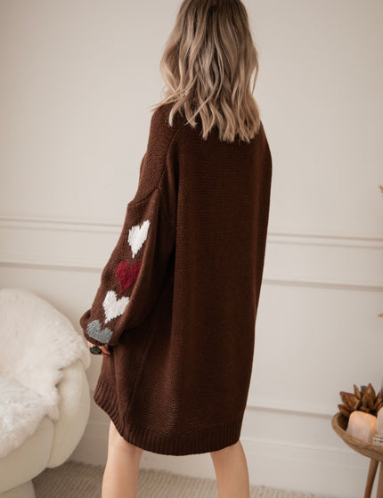 Heart On My Sleeve Choco - Sweater Dress