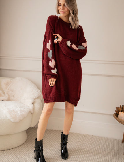 Pulloverkleid - Heart On My Sleeve - Bordeaux