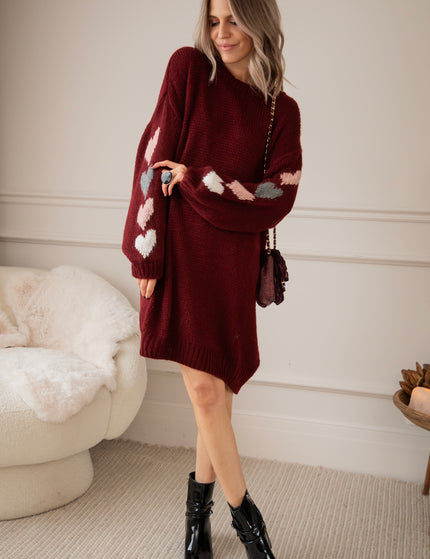 Pulloverkleid - Heart On My Sleeve - Bordeaux