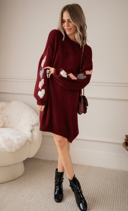 Pulloverkleid - Heart On My Sleeve - Bordeaux