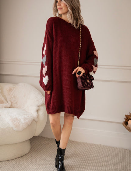 Pulloverkleid - Heart On My Sleeve - Bordeaux