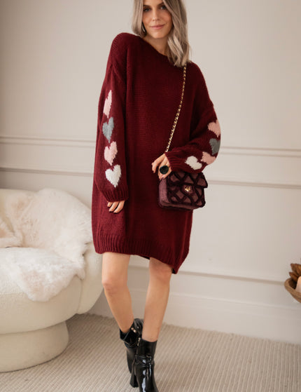Pulloverkleid - Heart On My Sleeve - Bordeaux
