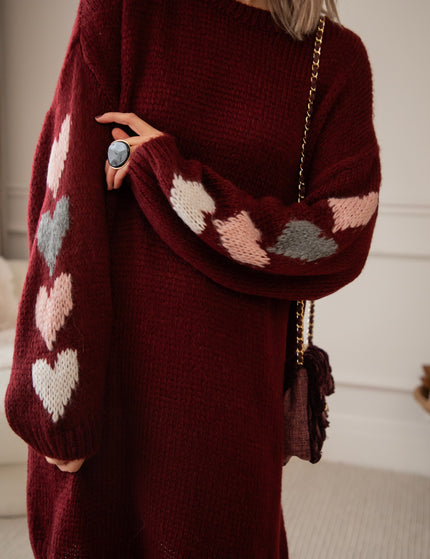 Pulloverkleid - Heart On My Sleeve - Bordeaux