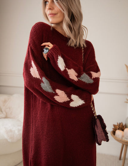 Pulloverkleid - Heart On My Sleeve - Bordeaux