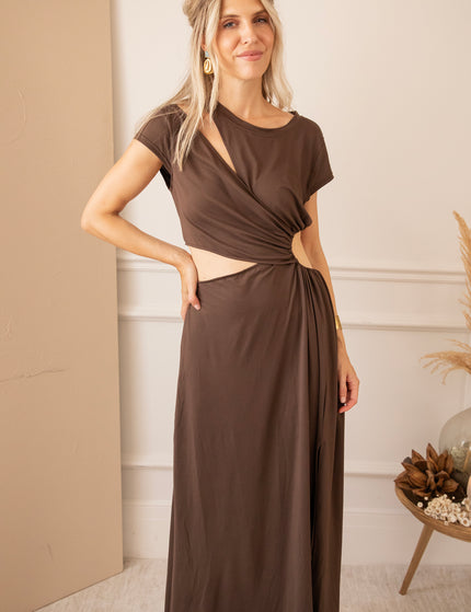 Just A Glimpse Choco - Maxi Jurk