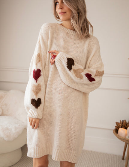 Heart On My Sleeve Café Au Lait - Sweater Dress
