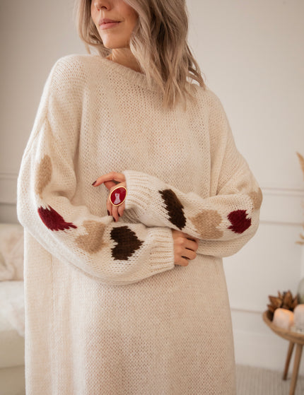 Heart On My Sleeve Café Au Lait - Sweater Dress