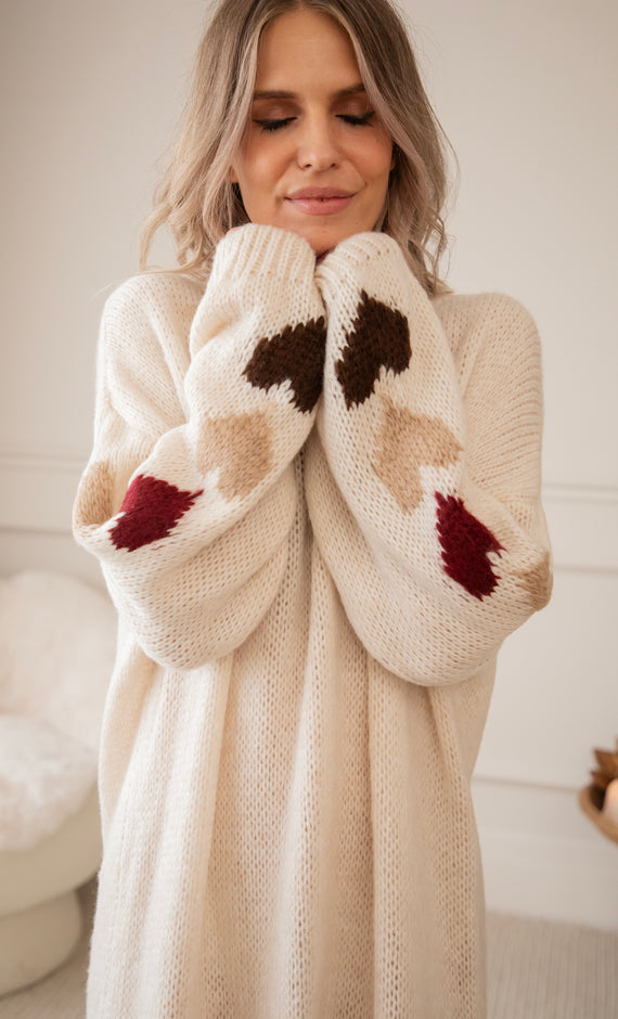 Heart On My Sleeve Café Au Lait - Sweater Dress