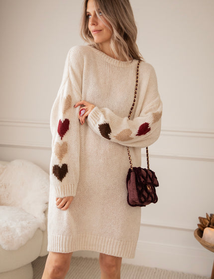 Heart On My Sleeve Café Au Lait - Sweater Dress