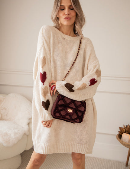 Heart On My Sleeve Café Au Lait - Sweater Dress