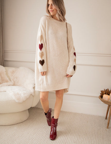 Heart On My Sleeve Café Au Lait - Sweater Dress
