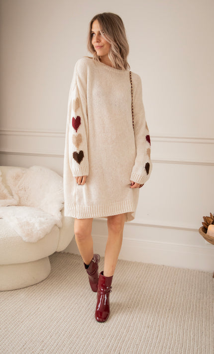 Heart On My Sleeve Café Au Lait - Sweater Dress