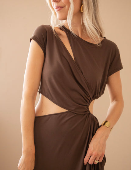 Just A Glimpse Choco - Maxi Jurk