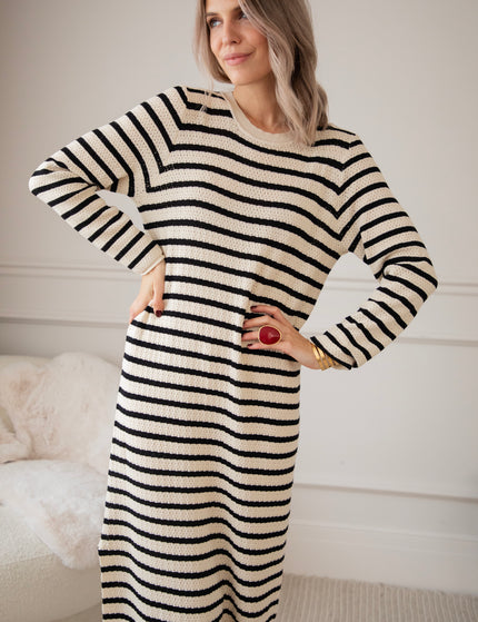 Kleid - Sya Stripe - Beige/Schwarz
