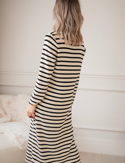 Kleid - Sya Stripe - Beige/Schwarz
