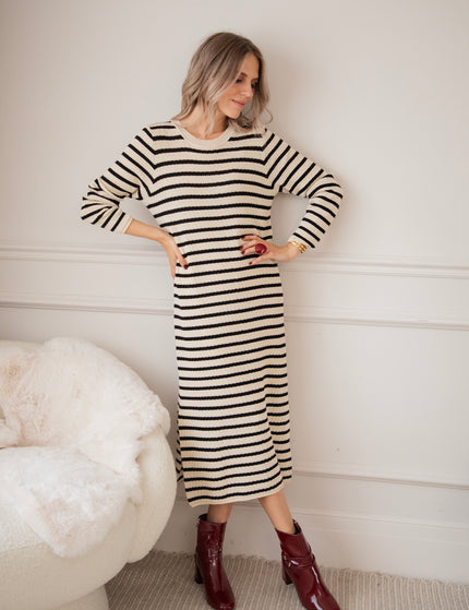 Kleid - Sya Stripe - Beige/Schwarz