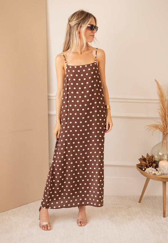 Dream Beads & Dots Brown/Beige - Maxi Dress