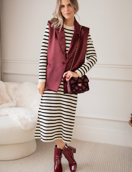 Kleid - Sya Stripe - Beige/Schwarz