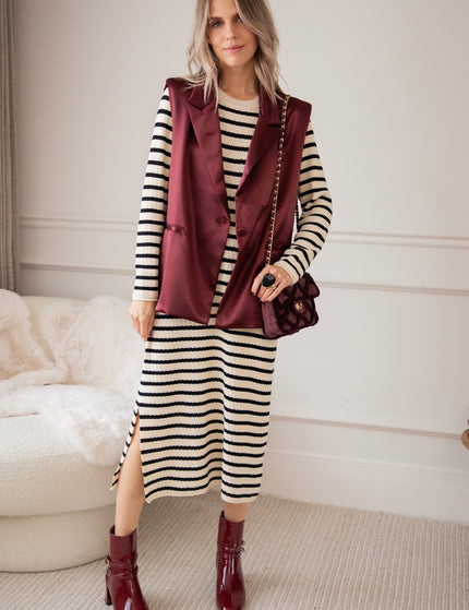 Kleid - Sya Stripe - Beige/Schwarz