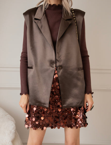 Cute Collar Ruches Brown - Longsleeve