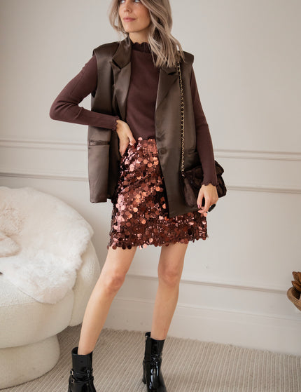 Cute Collar Ruches Brown - Longsleeve