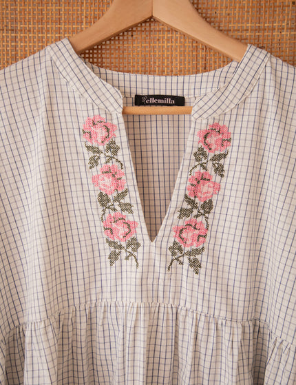 Grid & Grow Dark Blue - Maxi Jurk