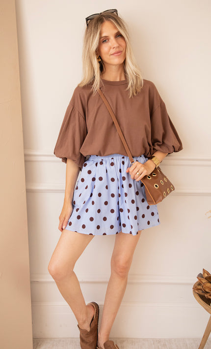 Polly Dots Soft Blue/Choco - Short