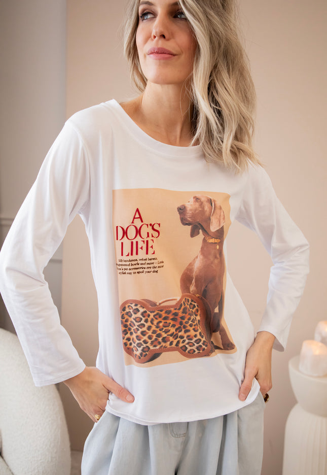 Langarmshirt - A Dog's Life - Weiß