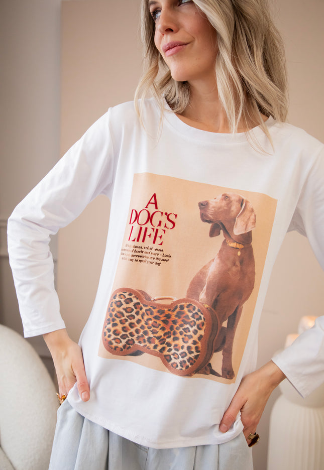 Langarmshirt - A Dog's Life - Weiß