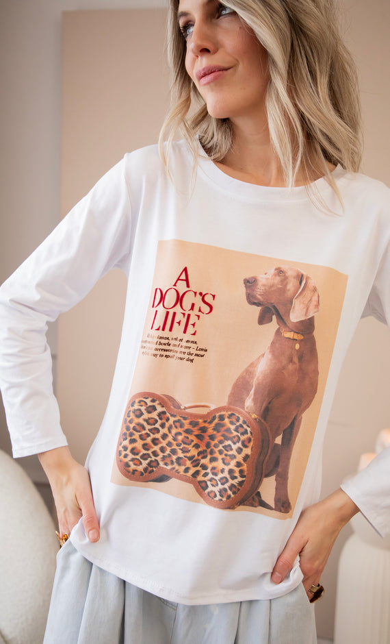 A Dog's Life White - Longsleeve