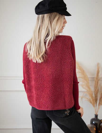 Sending Teddy Love - Burgundy - Sleeveless Cardigan