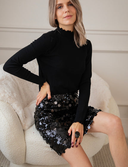 Cute Collar Ruches Black - Longsleeve