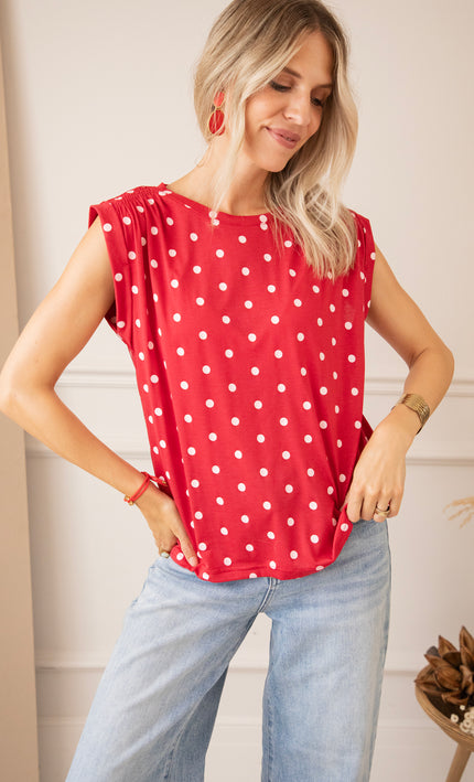 Pop Of Dots Red/Soft Pink - Top