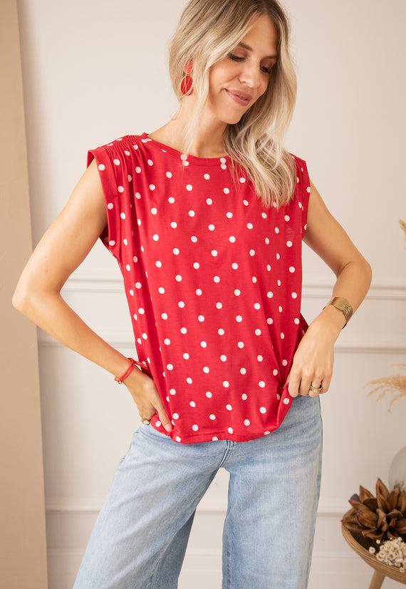 Pop Of Dots Red/Soft Pink - Top