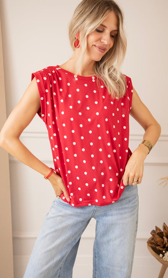 Pop Of Dots Red/Soft Pink - Top