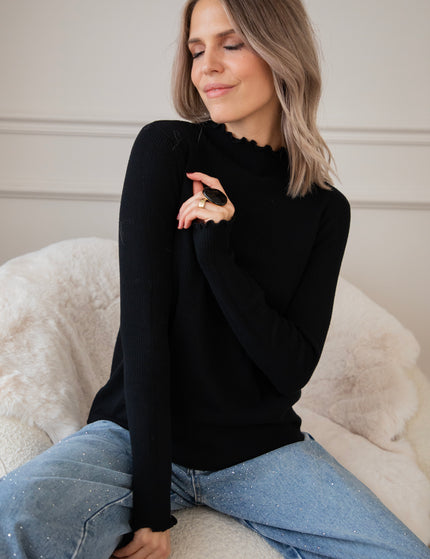 Cute Collar Ruches Black - Longsleeve